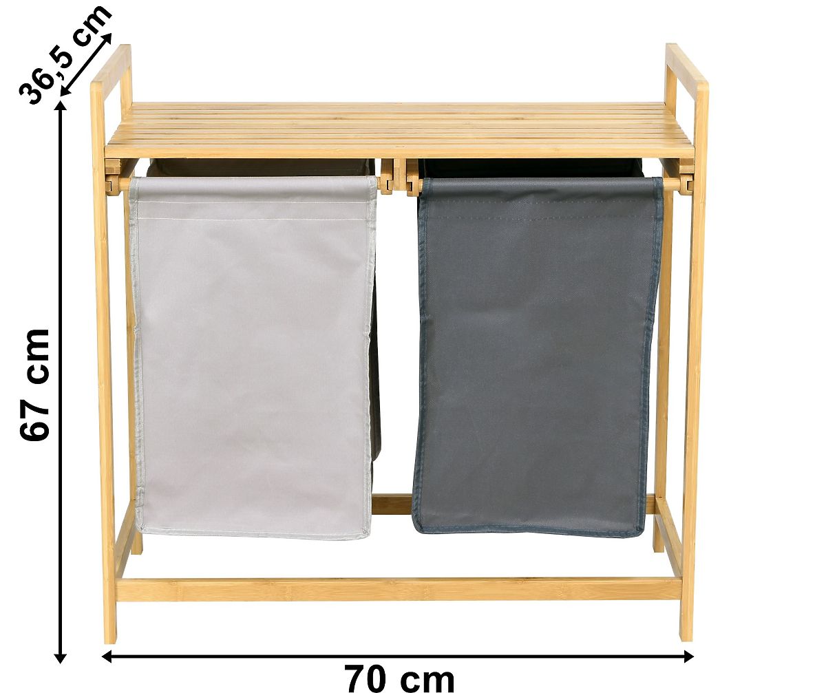 Bamboo Laundry or Toy Basket HANOI 2 Compartments DUO COLOR