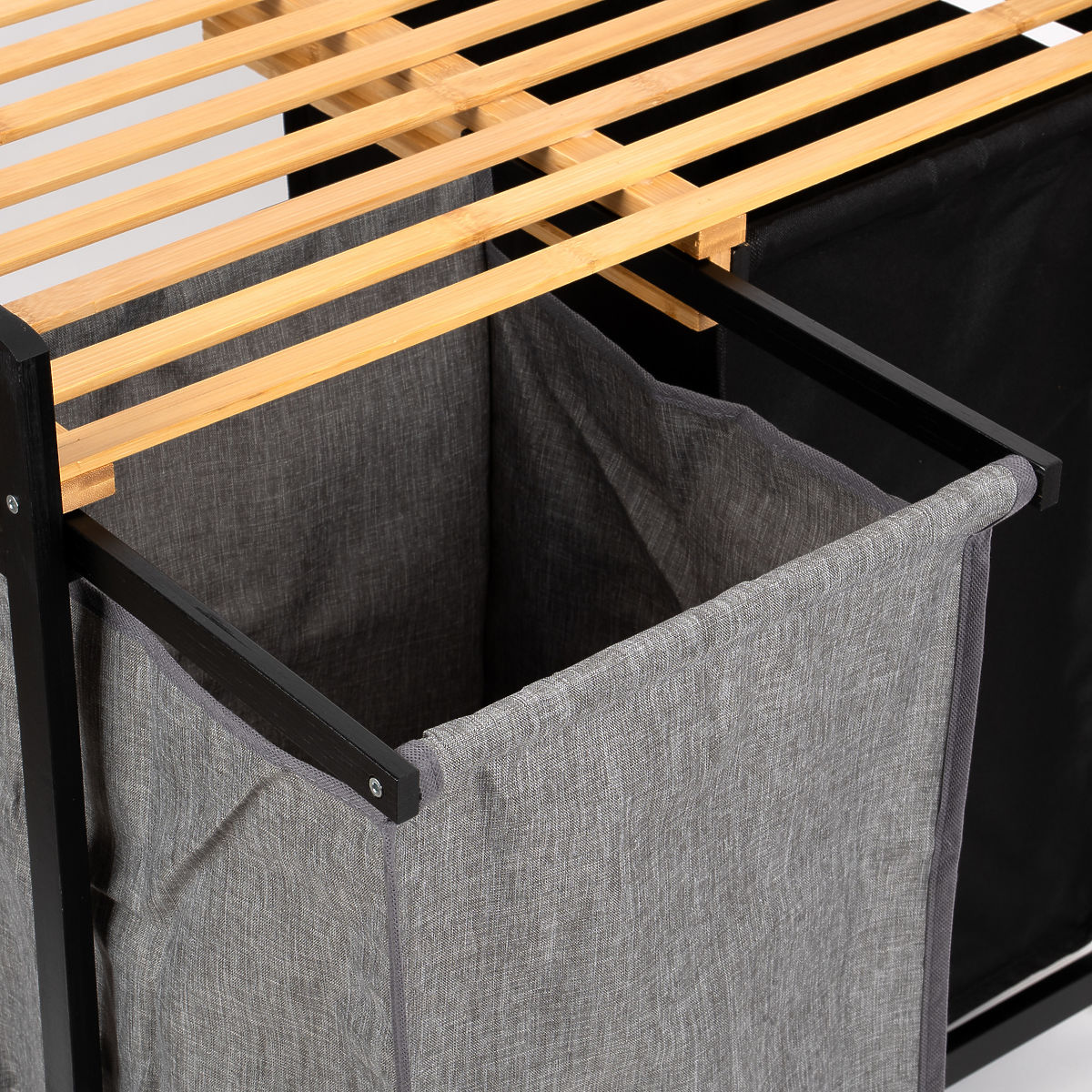 bamboo laundry or toy basket HANOI BLACK 2 compartments DUO COLOR