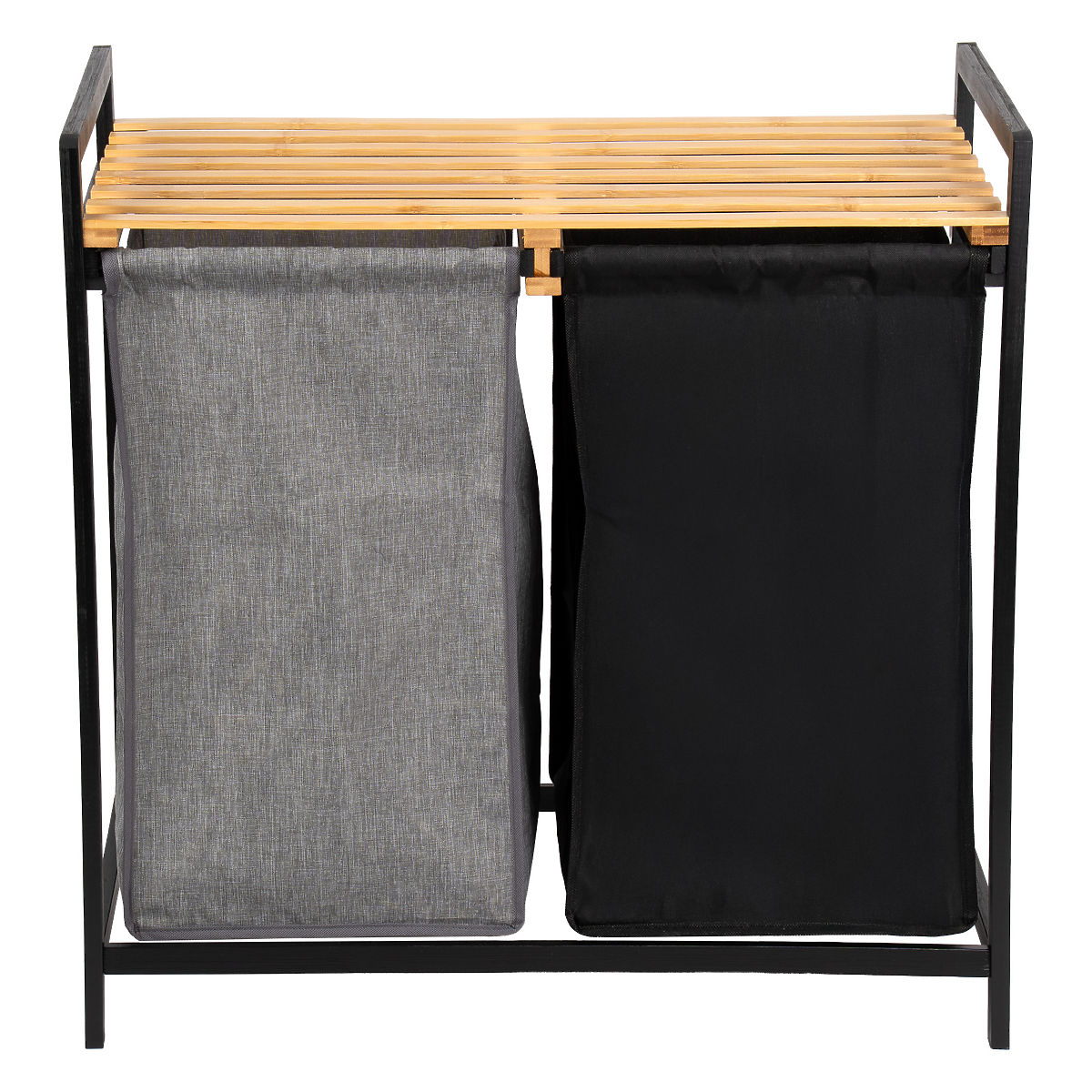 bamboo laundry or toy basket HANOI BLACK 2 compartments DUO COLOR