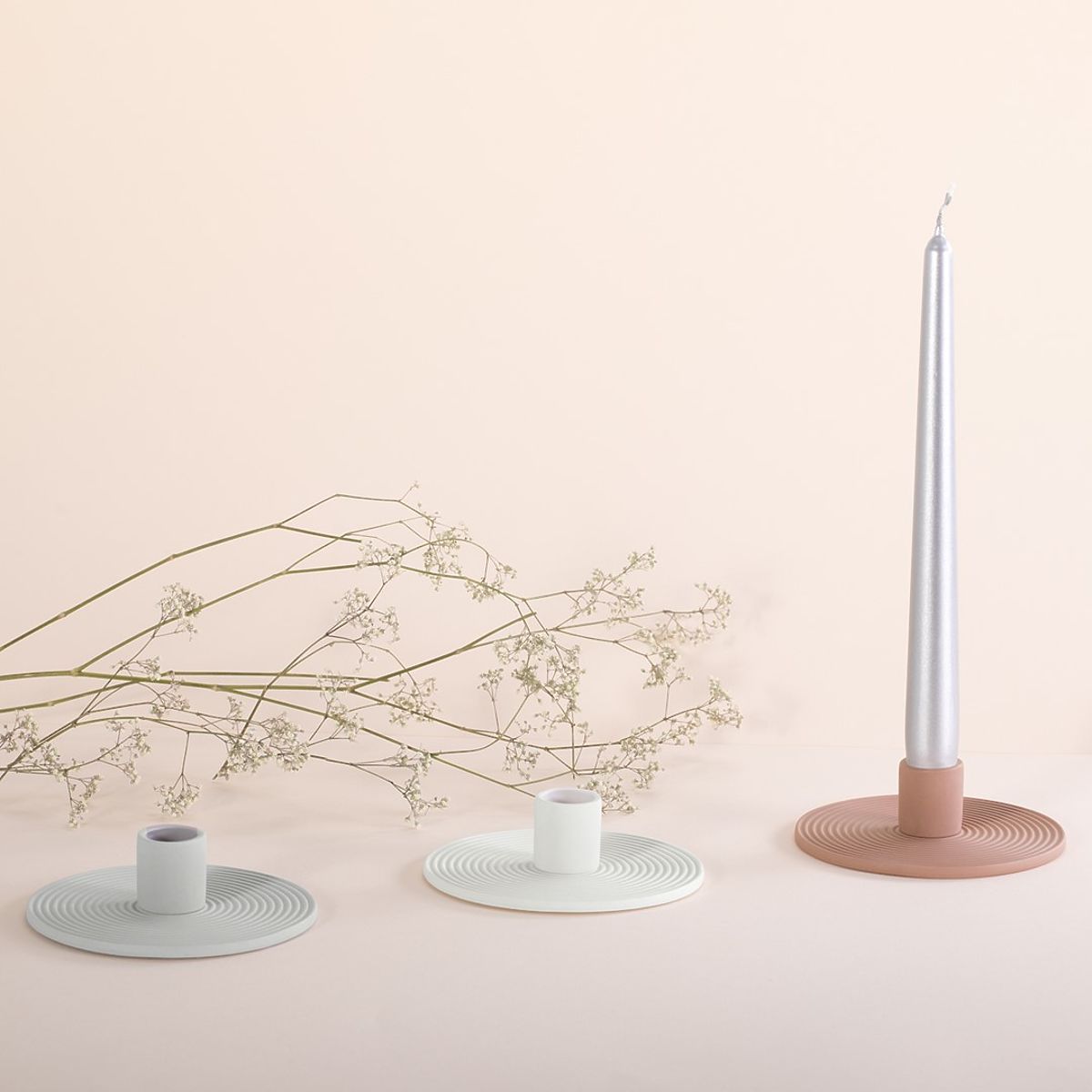 Candleholder MORAB Grey Color Boho Style for Interior AmeliaHome
