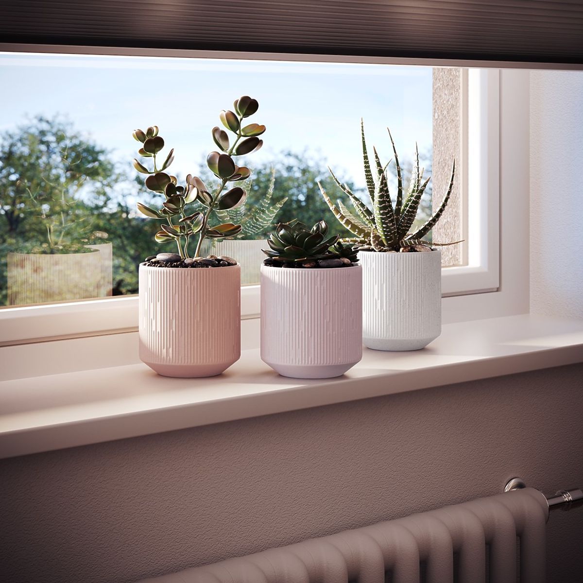 Flowerpot PASO Coral Color Modern Style for Indoor Use AmeliaHome