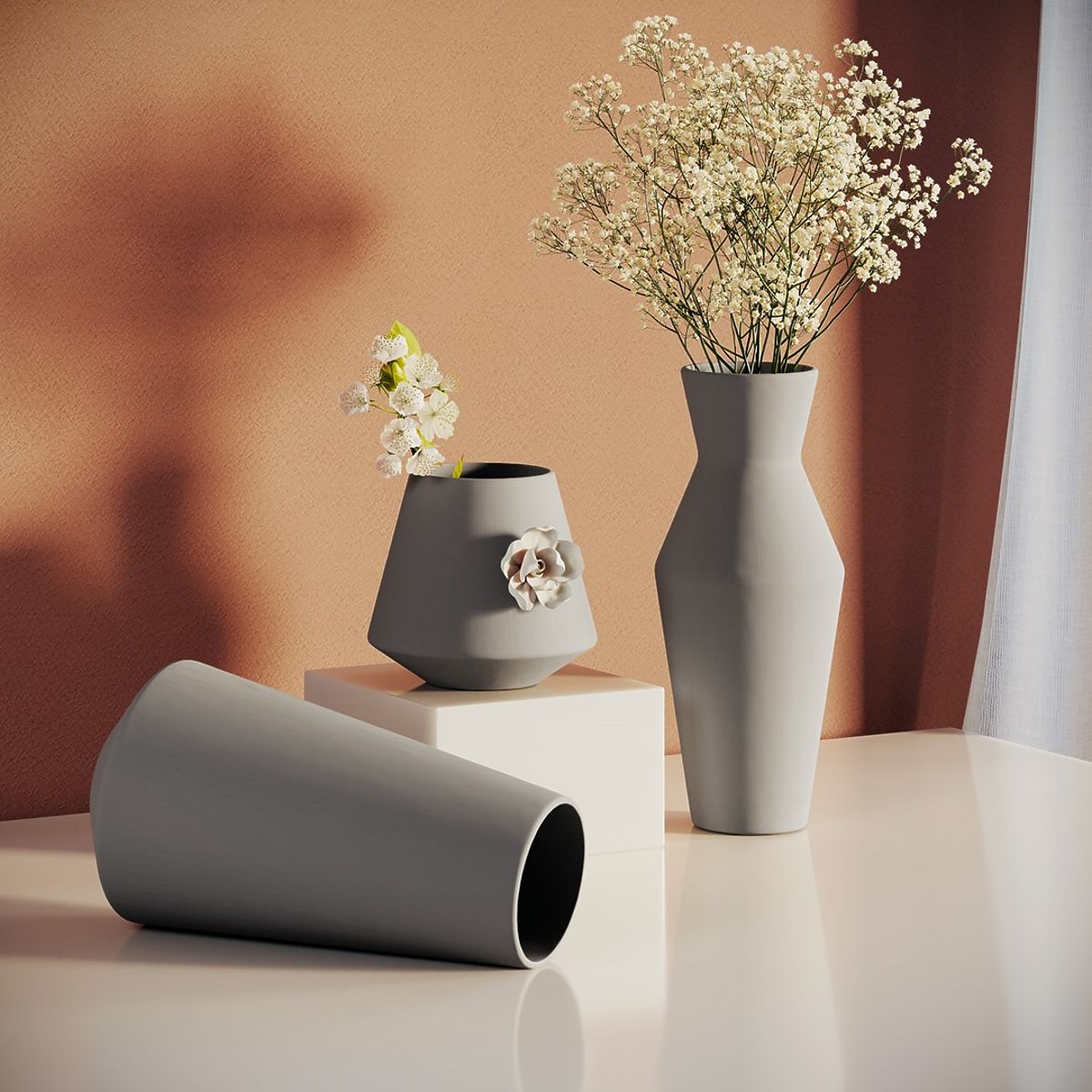 LUSITANO Flowerpot in Cappuccino Color, Classic Style for Interior by ameliahome
