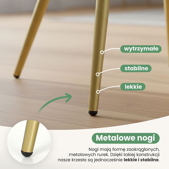 4x Upholstered Chair with Square Quilting Beige LUXANO Gold Legs