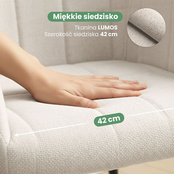 4x Upholstered Chair with Square Stitching Cream LUXANO Black Legs Lumos Fabric