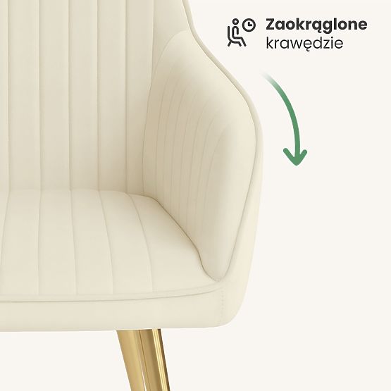 4x Velvet Upholstered Chair with Stitching Cream FLORENCE Gold Legs