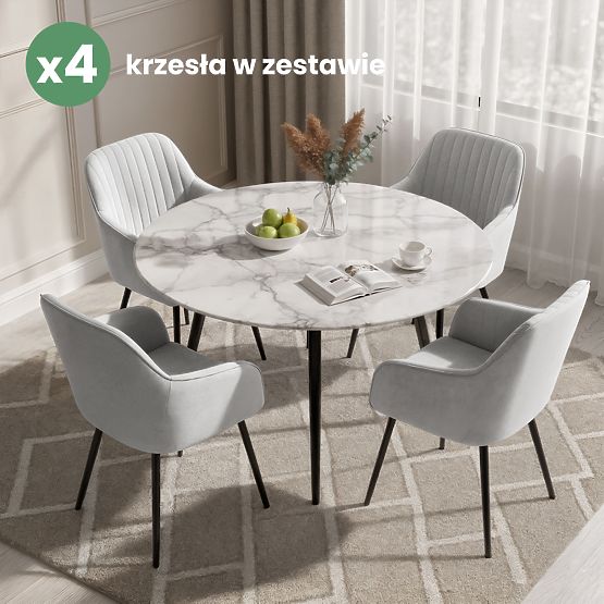 4x Velvet Upholstered Chair with Stitching Gray FLORENCE Black Legs