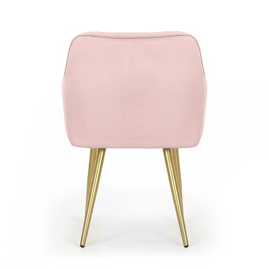 4x Velvet Upholstered Chair with Stitching Powder Pink FLORENCE Gold Legs