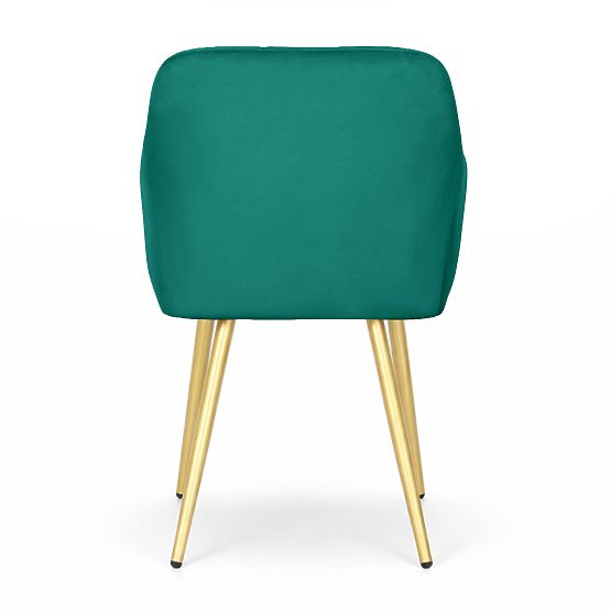6x Upholstered Chair with Square Quilting Emerald Green LUXANO Gold Legs