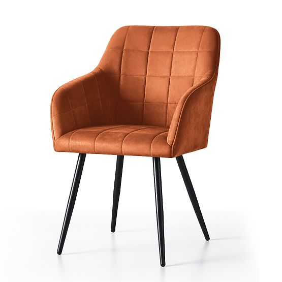 6x Upholstered Chair with Square Stitching Copper LUXANO Black Legs