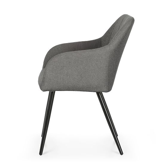 6x Upholstered Chair with Square Stitching Dark Graphite LUXANO Black Legs Lumos Fabric