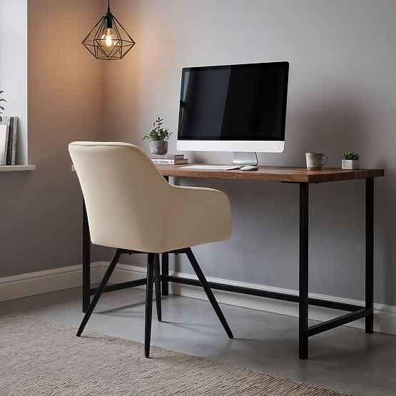 6x Velvet Swivel Chair with Stitching Beige TURNO Black Legs