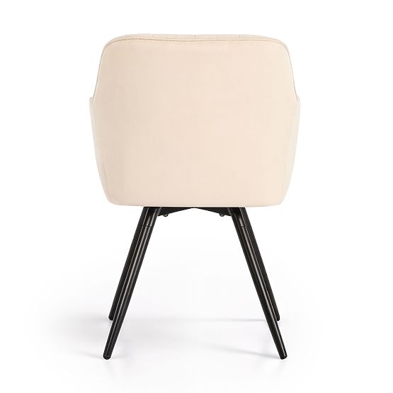 6x Velvet Swivel Chair with Stitching Beige TURNO Black Legs