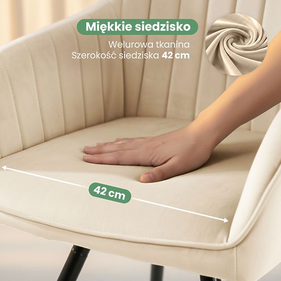 6x Velvet Swivel Chair with Stitching Beige TURNO Black Legs