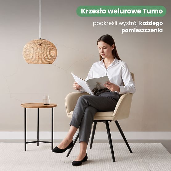 6x Velvet Swivel Chair with Stitching Beige TURNO Black Legs