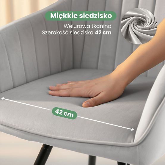 6x Velvet Swivel Chair with Stitching Gray TURNO Black Legs