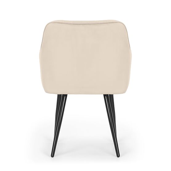 6x Velvet Upholstered Chair with Stitching Beige FLORENCE Black Legs