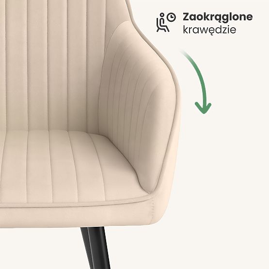 6x Velvet Upholstered Chair with Stitching Beige FLORENCE Black Legs