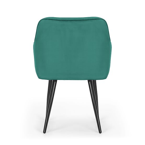 6x Velvet Upholstered Chair with Stitching Bottle Green FLORENCE Black Legs