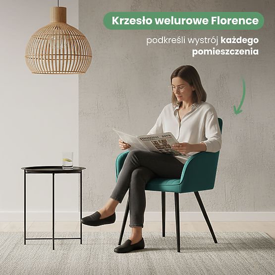 6x Velvet Upholstered Chair with Stitching Bottle Green FLORENCE Black Legs