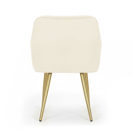 6x Velvet Upholstered Chair with Stitching Cream FLORENCE Gold Legs