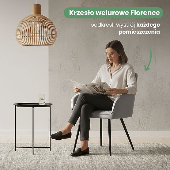 6x Velvet Upholstered Chair with Stitching Gray FLORENCE Black Legs