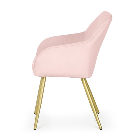 6x Velvet Upholstered Chair with Stitching Powder Pink FLORENCE Gold Legs