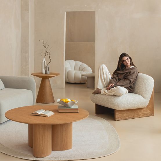 Abisko Side Table, 60 cm, Round, Natural Oak Veneer