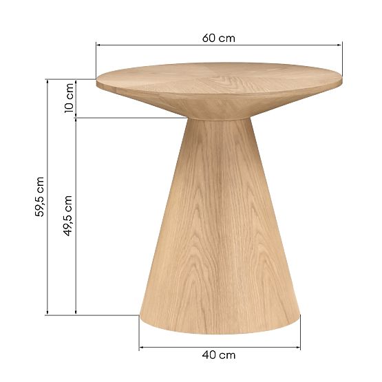 Abisko Side Table, 60 cm, Round, Natural Oak Veneer