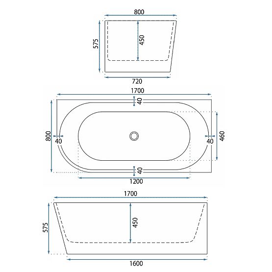 Acrylic Corner Bathtub WENUS RIGHT 170
