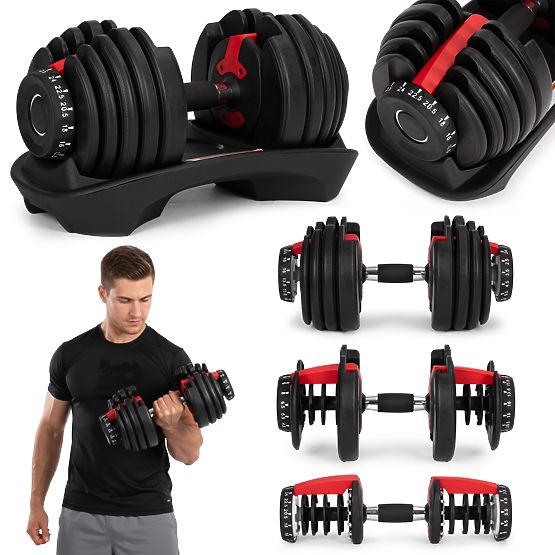 Adjustable Cast Iron Dumbbell with Stand Load 2.5-24 kg ModernHome
