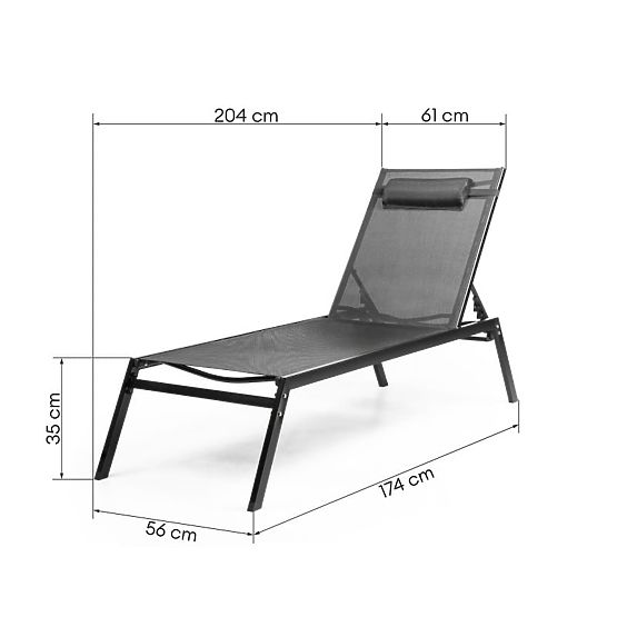 Adjustable Garden Lounger Paraiso, Black/Graphite