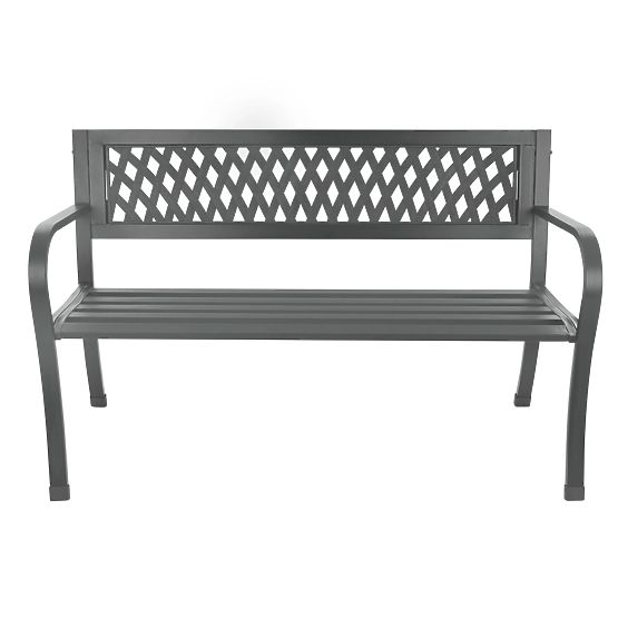 Ajour Garden Bench with Backrest Park Style for Terrace Balcony Metal Frame Graphite