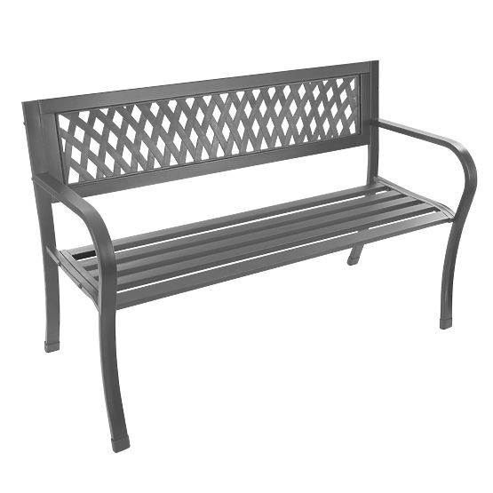 Ajour Garden Bench with Backrest Park Style for Terrace Balcony Metal Frame Graphite