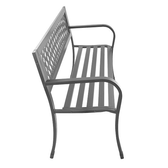 Ajour Garden Bench with Backrest Park Style for Terrace Balcony Metal Frame Graphite