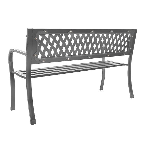 Ajour Garden Bench with Backrest Park Style for Terrace Balcony Metal Frame Graphite