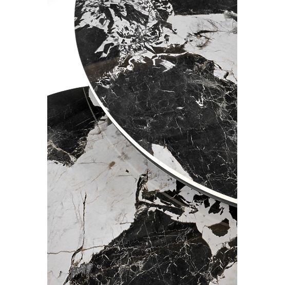 ALEXANDRA Set of 2 Tables, Black Marble / Black