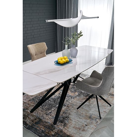 ALFREDO Extendable Table, White Marble / Black (2p=1pc)