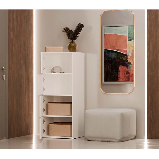 ALMA WHITE Sideboard Cabinet 4 Doors 4 Shelves