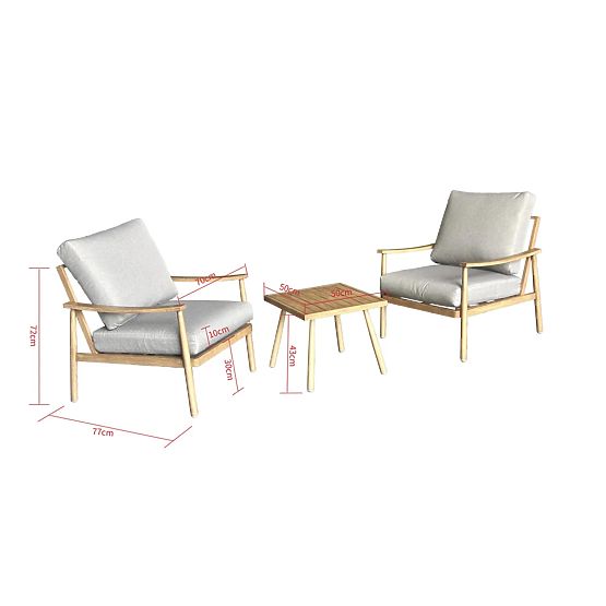 Aluminum Balcony Furniture (2 Chairs + Table) SERANO