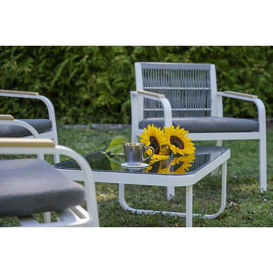 Aluminum Garden Furniture Set (2 x Armchair, Sofa + Table) RARO White, Gray