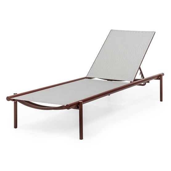 Amarello Adjustable Garden Lounger, Aluminum, Light Beige/Burgundy Brown