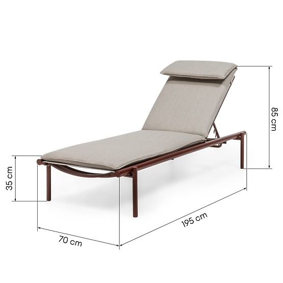 Amarello Adjustable Garden Lounger, Aluminum, Light Beige/Burgundy Brown