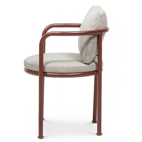 Amarello Garden Chair Aluminum, Light Beige/Burgundy Brown Rounded