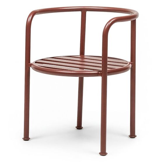 Amarello Garden Chair Aluminum, Light Beige/Burgundy Brown Rounded