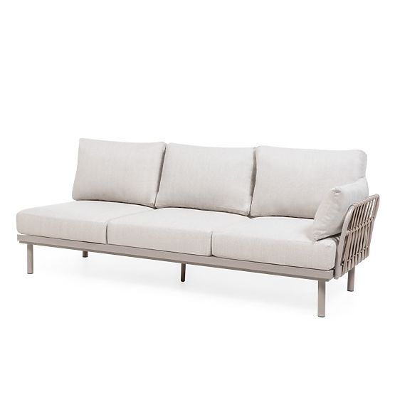 Amarello Garden Corner Sofa with Table, Aluminum, Woven, Light Beige/Beige-Grey