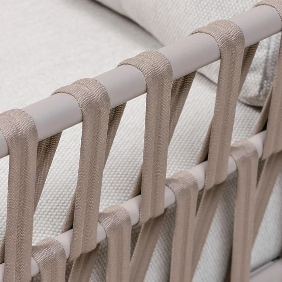 Amarello Garden Corner Sofa with Table, Aluminum, Woven, Light Beige/Beige-Grey