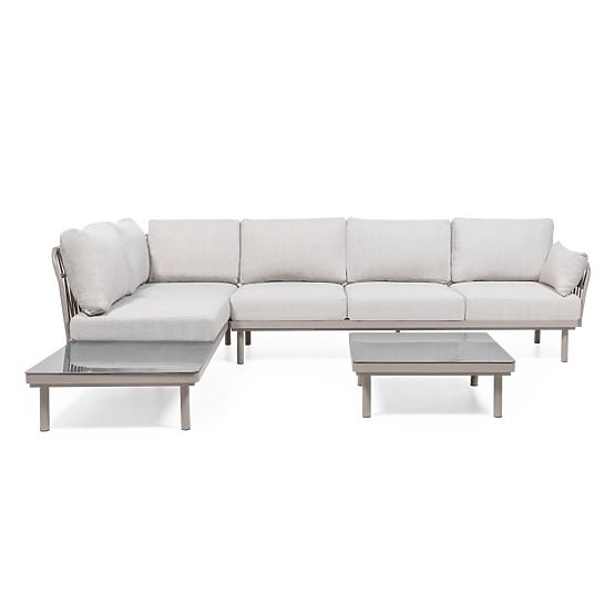 Amarello Garden Corner Sofa with Table, Aluminum, Woven, Light Beige/Beige-Grey