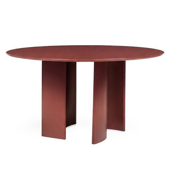 Amarello Garden Set, Round Table 140 cm + 6 Chairs, Aluminum, Burgundy Brown