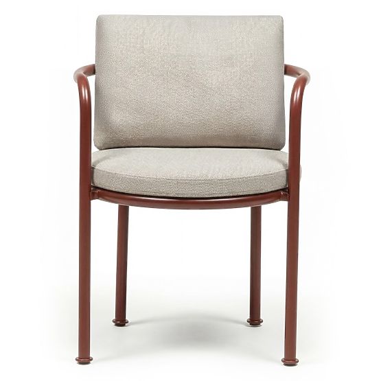 Amarello Garden Set, Round Table 140 cm + 6 Chairs, Aluminum, Burgundy Brown