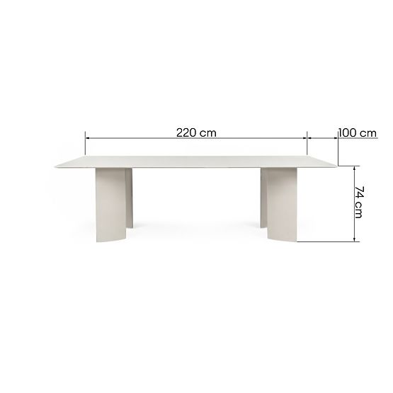 Amarello Garden Table 220 cm, Aluminum, Rectangular, Light Beige